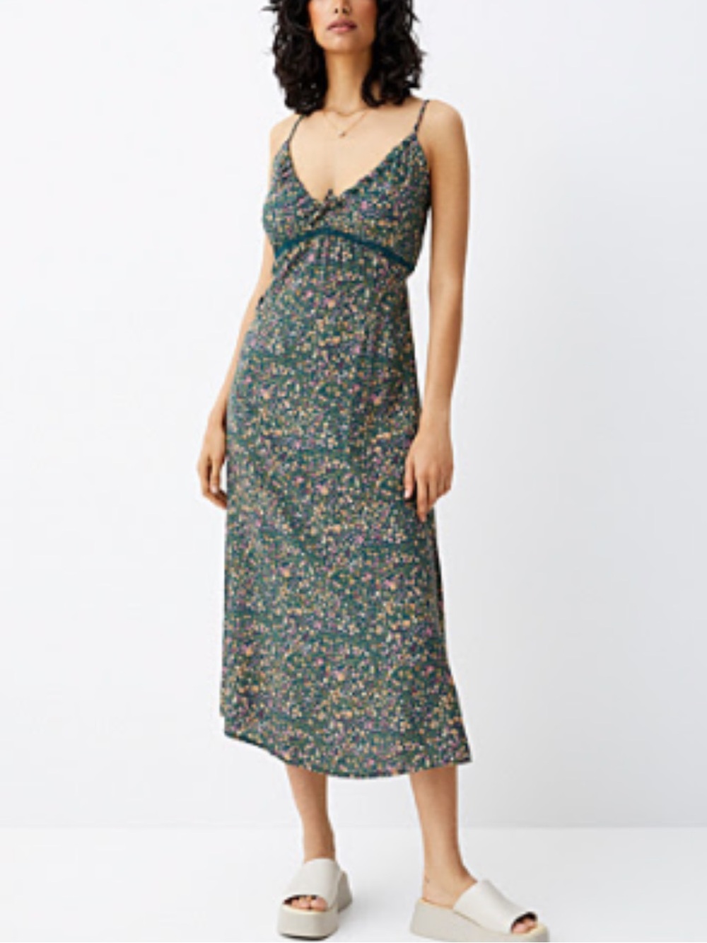 Lace Trim Midi Dress